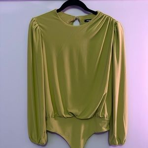 Express Olive Green Bodysuit with Gathered Sleeves, New with tags.